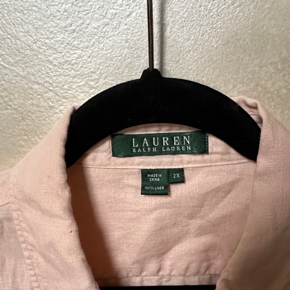 Lauren Ralph Lauren Peach Linen button down size 2x - Picture 2 of 8